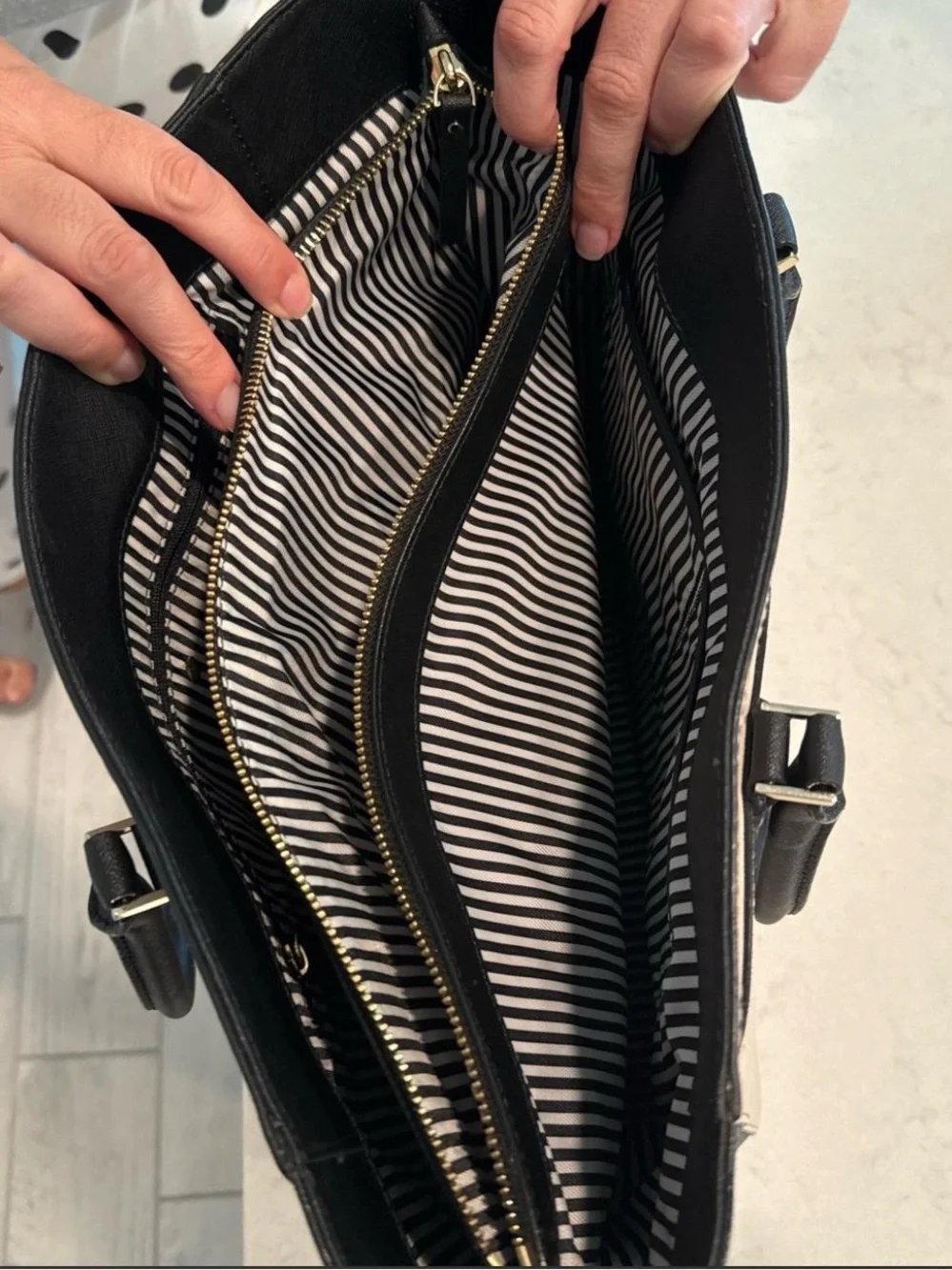 kate spade Black and Gray Two-Tone Structured Tote Saffiano Leather - Picture 5 of 6